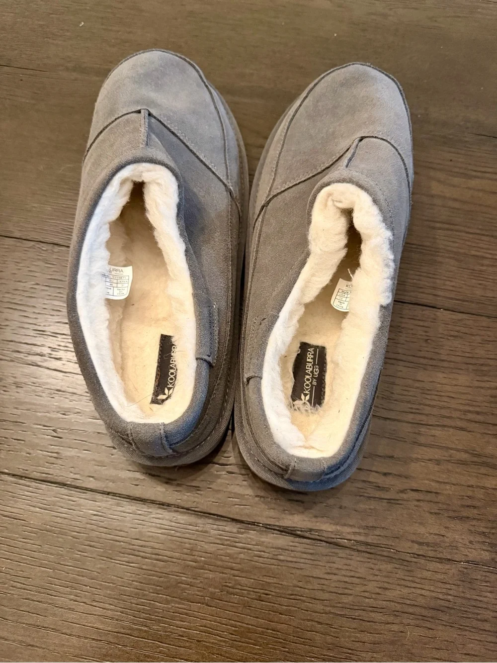 Koolaburra Men's Suede Shearling Lined Clogs Gray Slip On Shoes Slippers Size 13